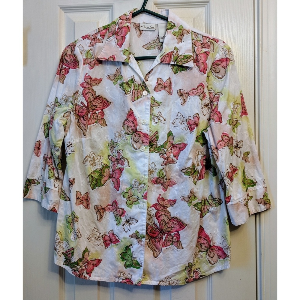 EUC Kim Rogers Button Front Butterfly Top Size 8P